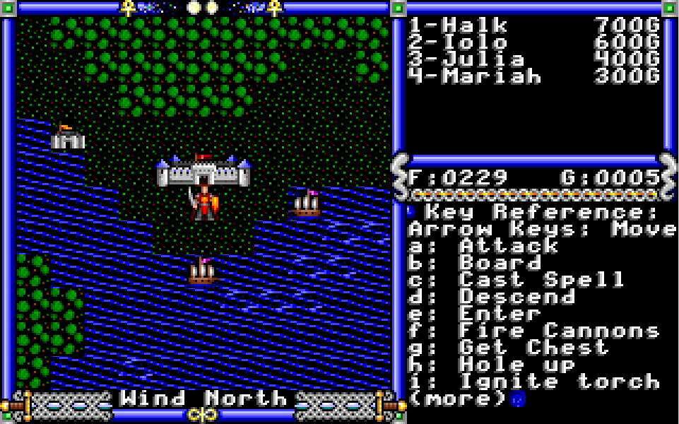 Ultima IV screen sample with the Help showing up.