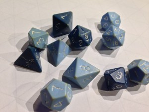 Old D&D Dice from the original "The Basic Set" box.